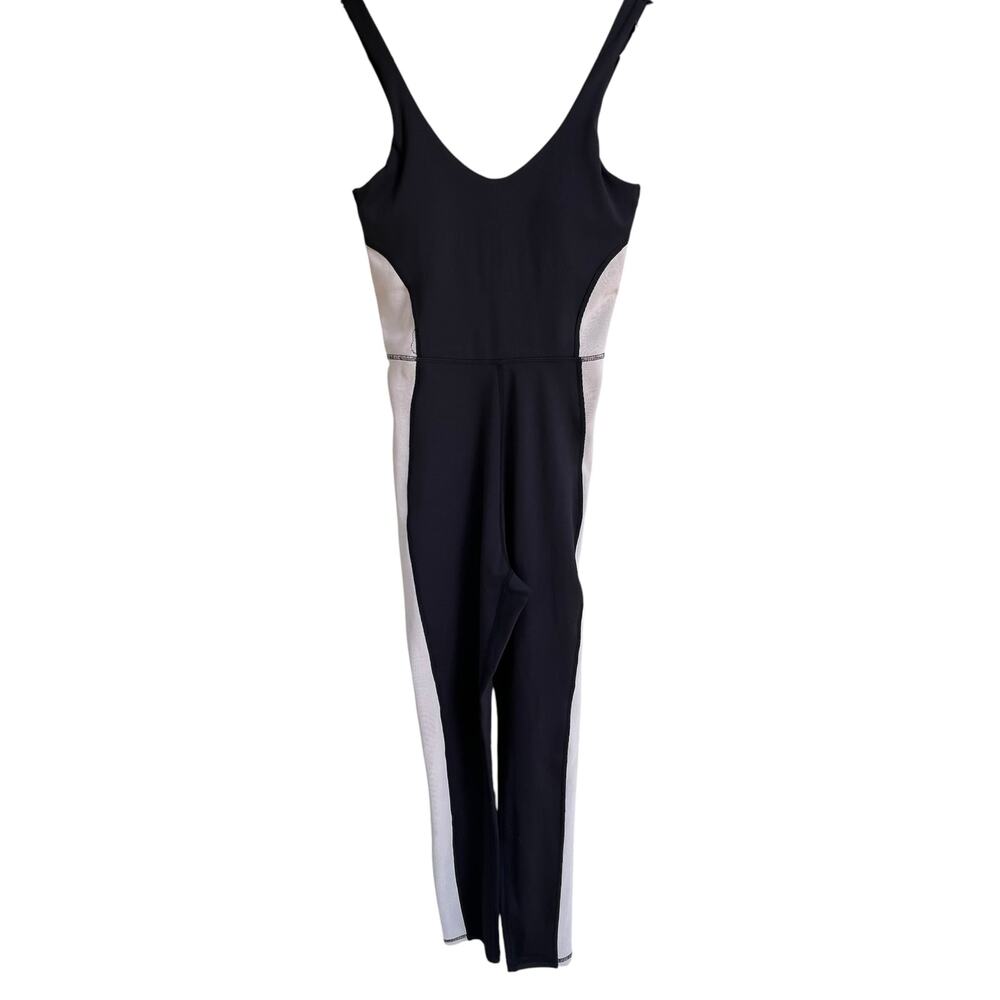 Move Theology Size Small Colorblock Activewear Jumpsuit Bodysuit Yoga Black